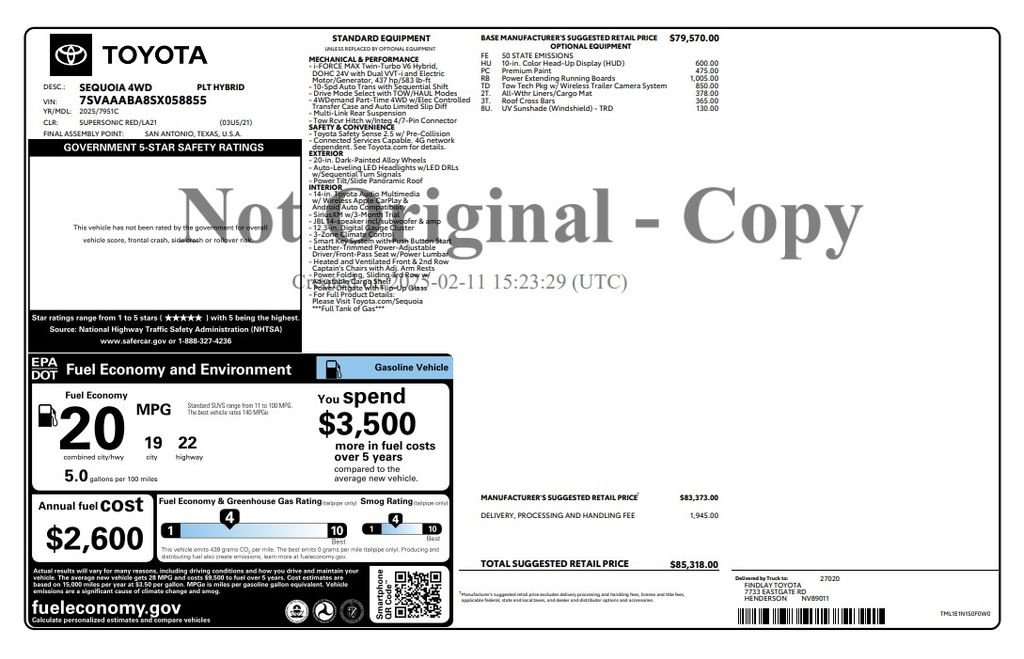 Used 2025 Toyota Sequoia Platinum w/ Tow Technology Package AWD/4WD image 4