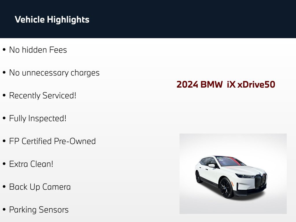 Used 2024 BMW iX xDrive50 w/ Convenience Package AWD/4WD image 83
