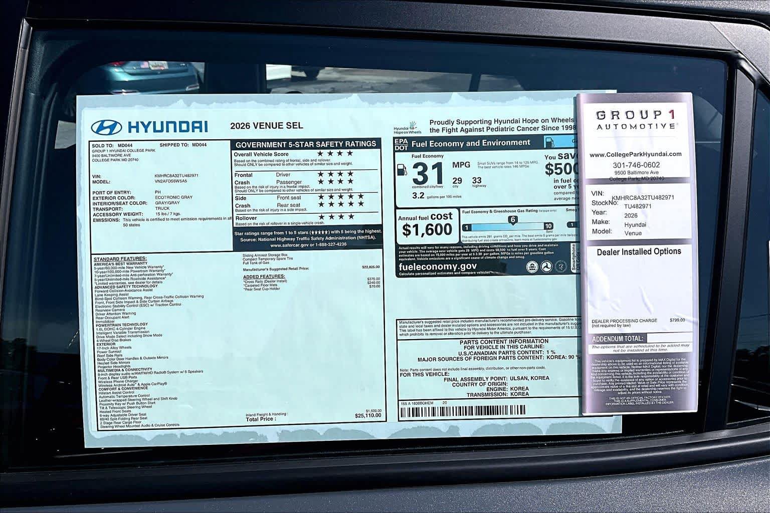 New 2026 Hyundai Venue SEL FWD image 19