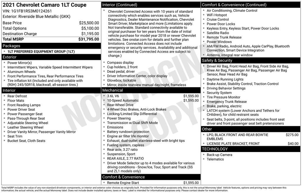 Certified 2021 Chevrolet Camaro LT RWD image 38