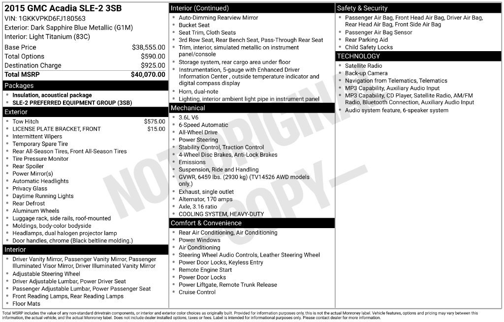 Certified 2015 GMC Acadia SLE AWD/4WD image 39