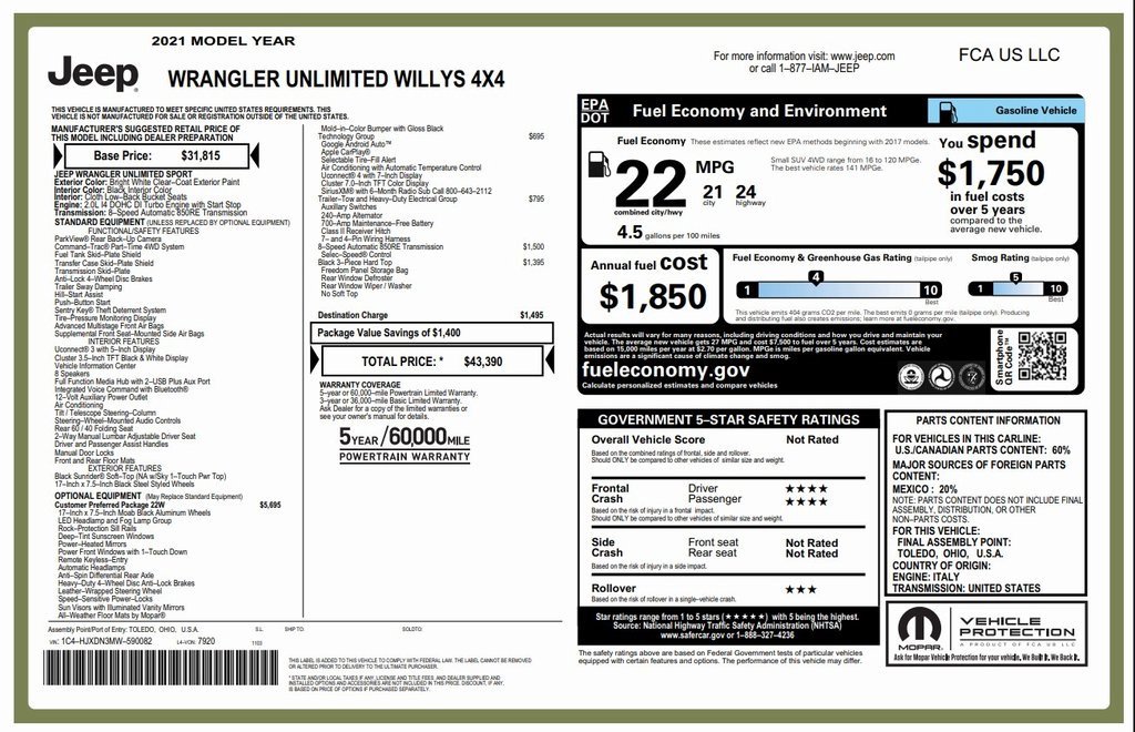 Certified 2021 Jeep Wrangler Unlimited Sport image 4