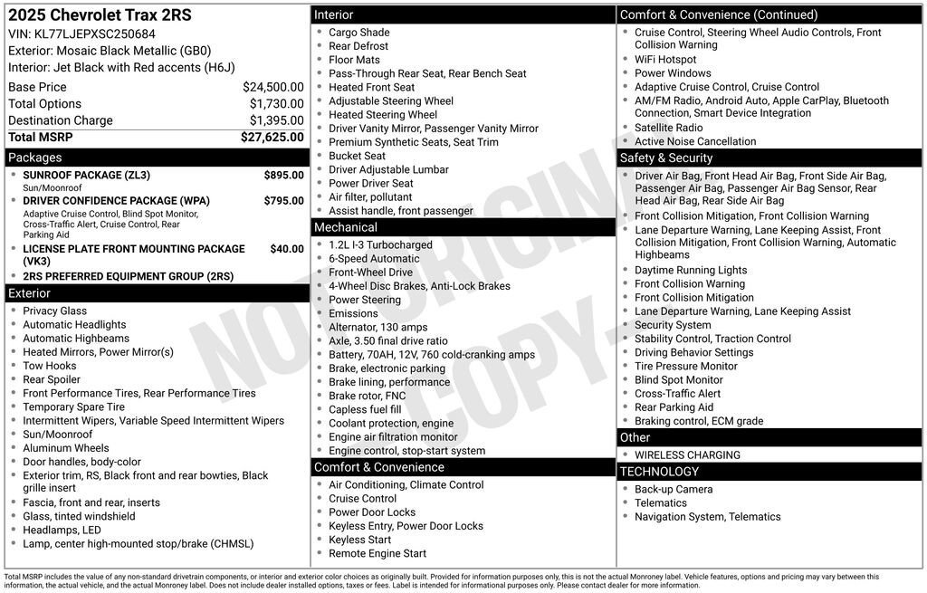 Used 2025 Chevrolet Trax RS w/ Sunroof Package FWD image 2