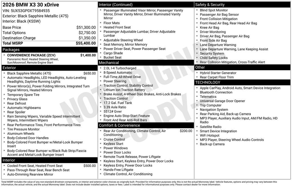 New 2026 BMW X3 xDrive30i w/ Convenience Package AWD/4WD image 4