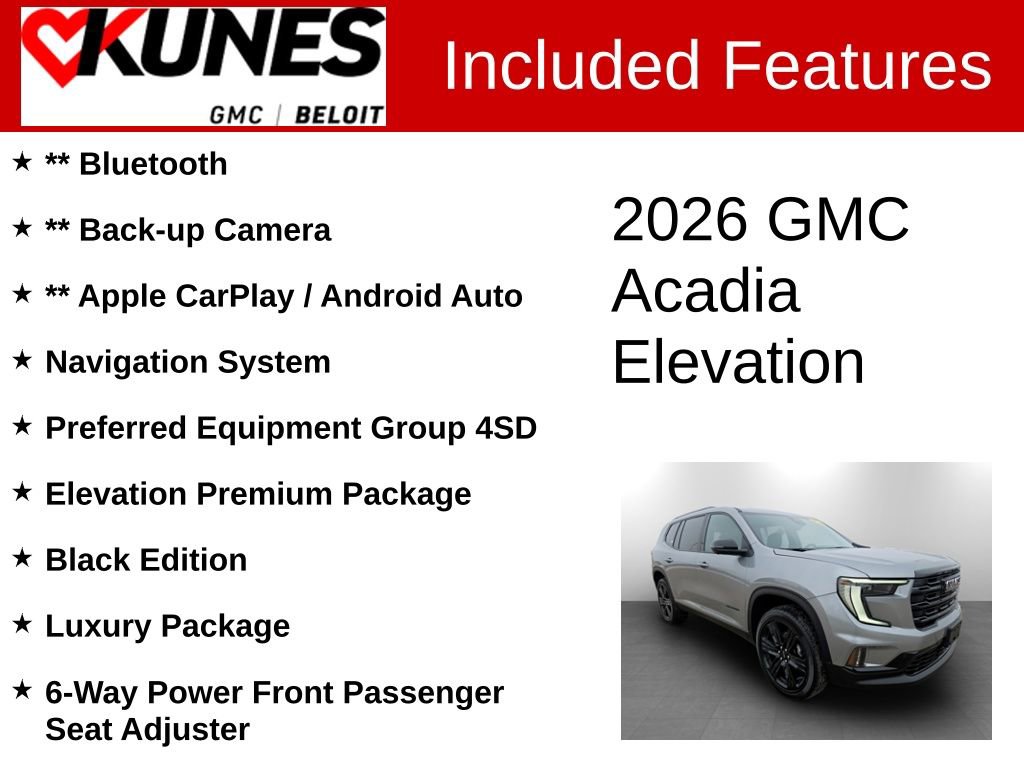 New 2026 GMC Acadia Elevation w/ Black Edition image 2