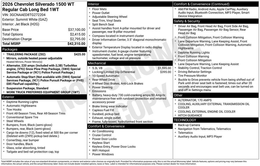 New 2026 Chevrolet Silverado 1500 W/T w/ Trailering Package image 30
