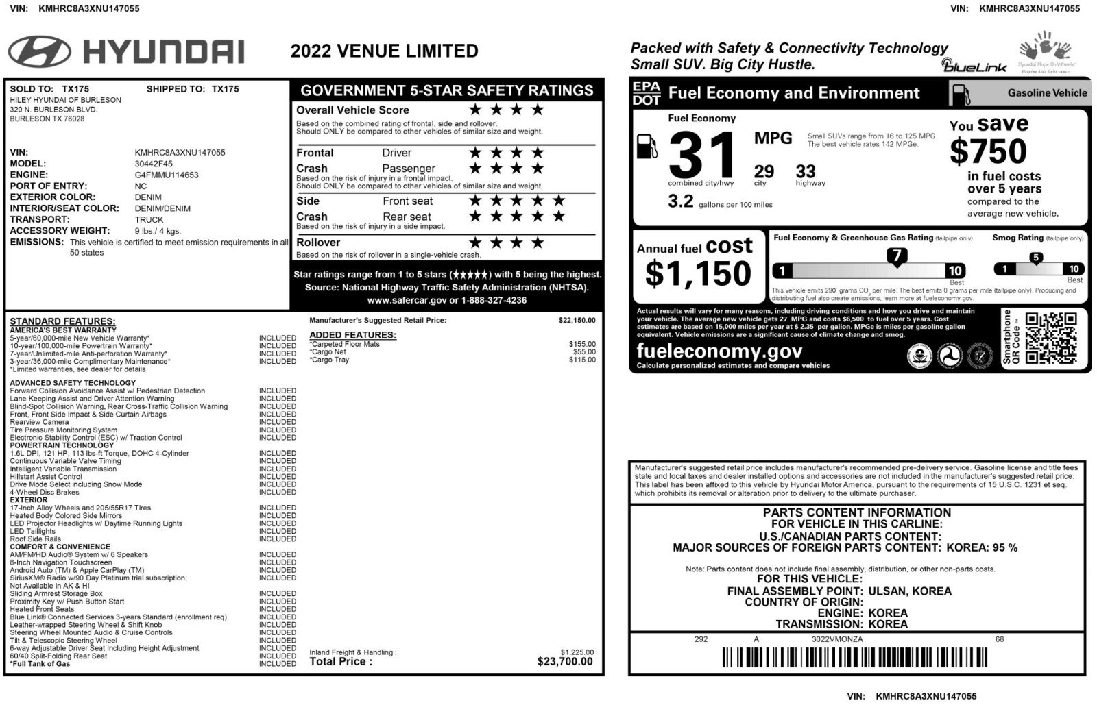 Used 2022 Hyundai Venue Limited FWD image 50
