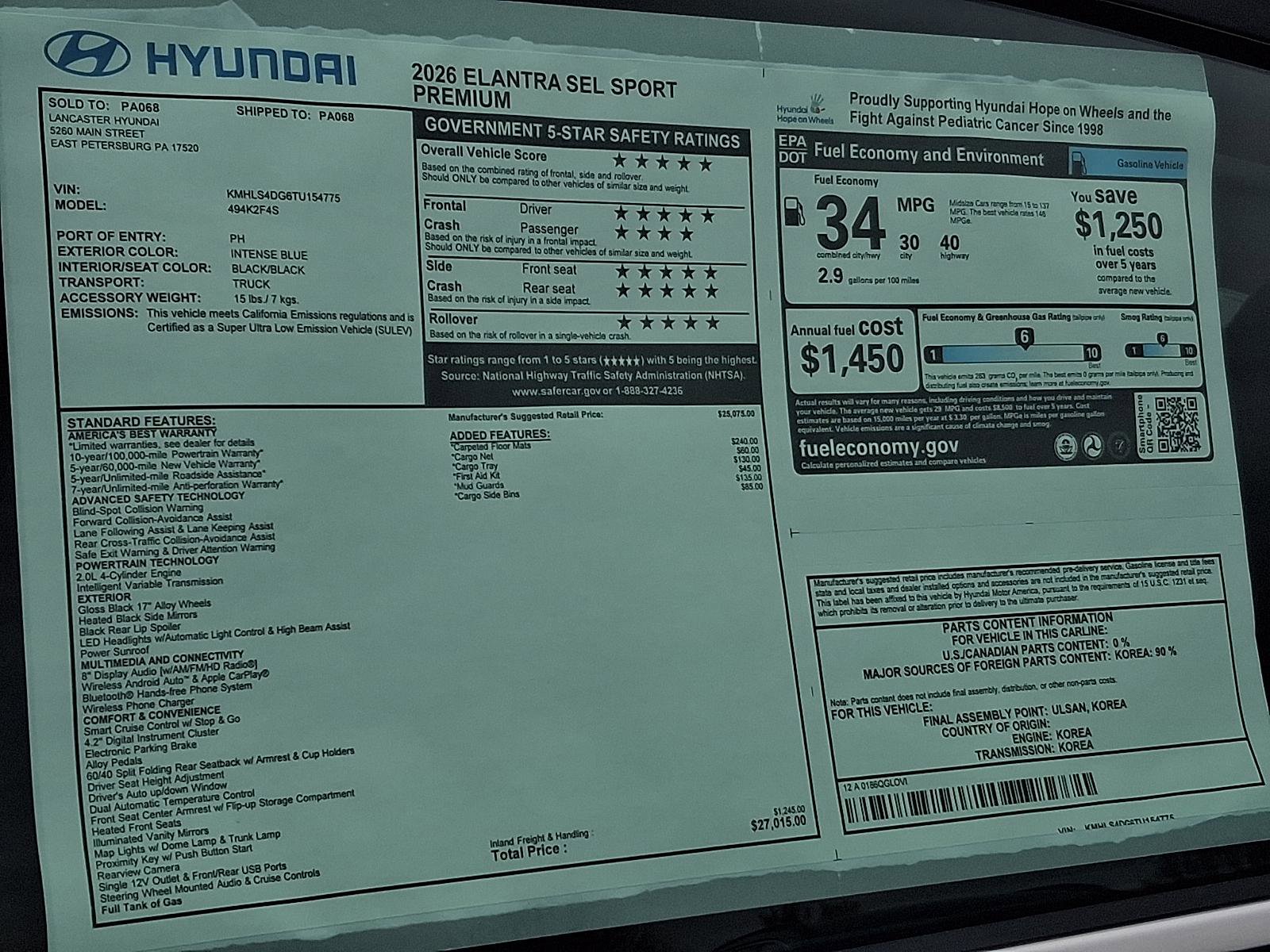 New 2026 Hyundai Elantra SEL Sport Premium image 18