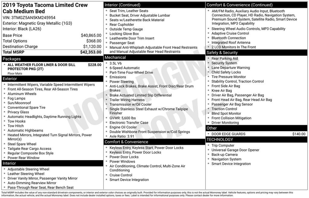 Used 2019 Toyota Tacoma Limited image 14