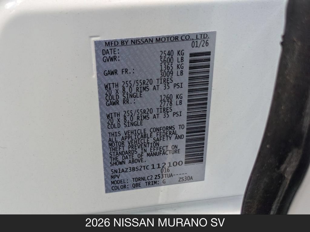 New 2026 Nissan Murano SV AWD/4WD image 26