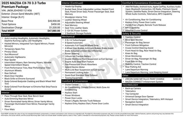 Used 2025 MAZDA CX-70 3.3 Turbo w/ Premium Package image 1