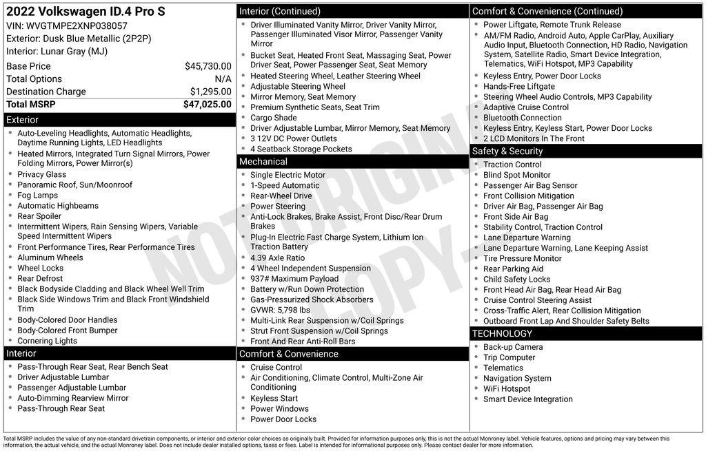 Certified 2022 Volkswagen ID.4 Pro S RWD image 39