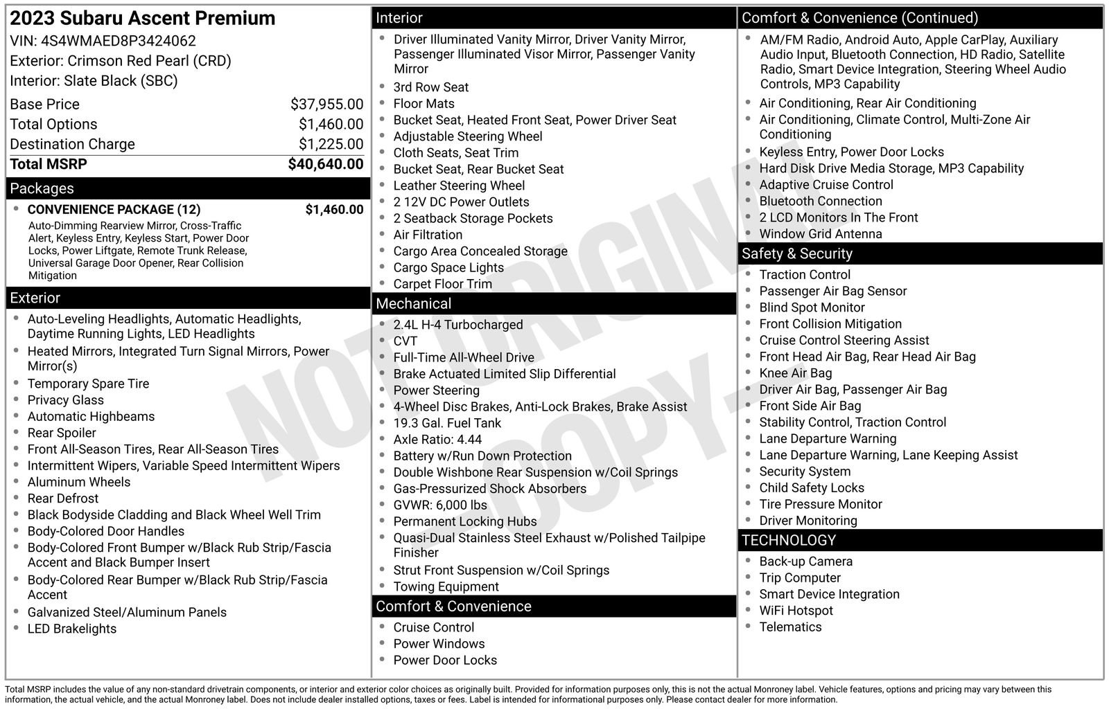 Used 2023 Subaru Ascent Premium w/ Convenience Package image 22