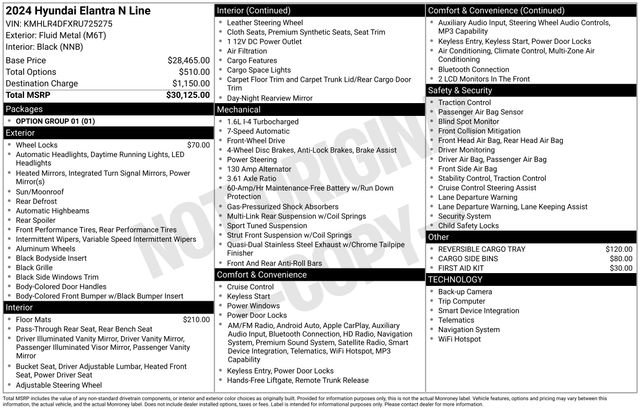 Used 2024 Hyundai Elantra N Line FWD image 28