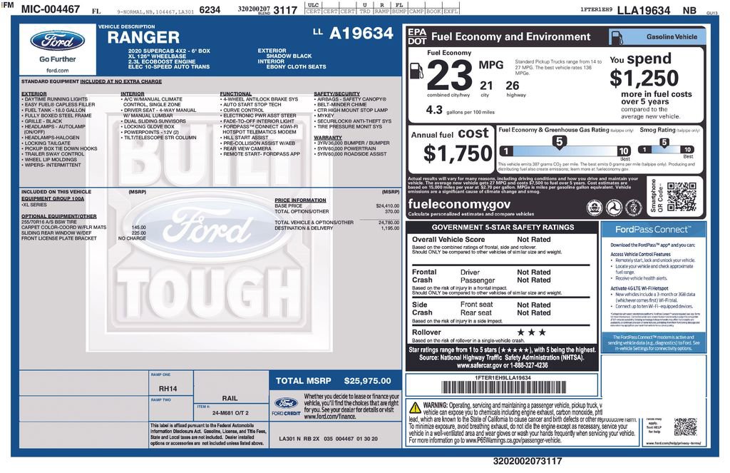 Used 2020 Ford Ranger XL RWD image 8