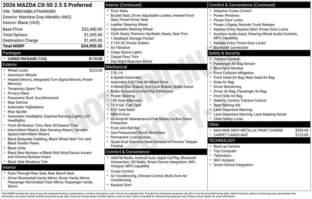 New 2026 MAZDA CX-50 AWD 2.5 S w/ Cargo Package image 3