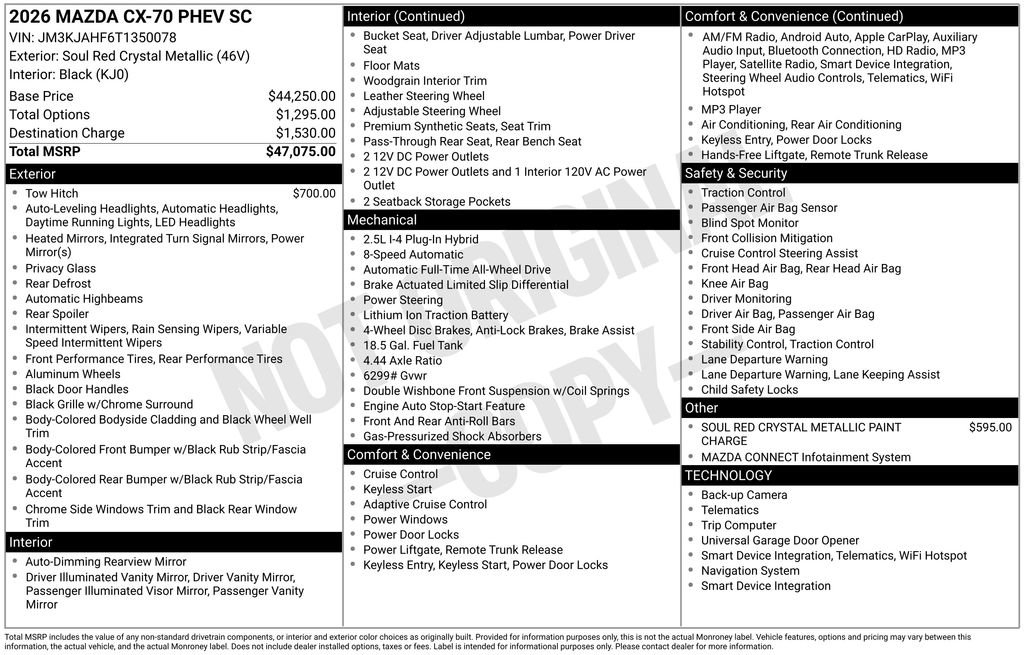 New 2026 MAZDA CX-70 SC AWD/4WD image 7
