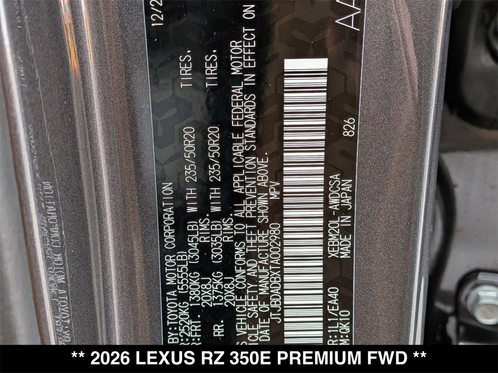 New 2026 Lexus RZ 350e 2WD w/ Technology Package image 30