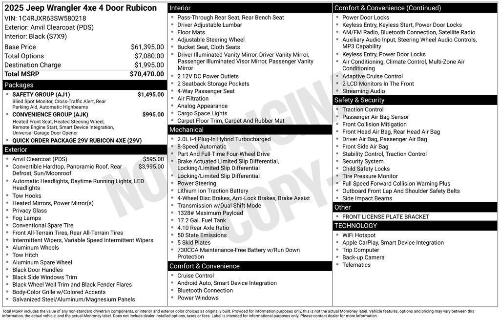 Certified 2025 Jeep Wrangler Unlimited Rubicon 4xe w/ Safety Group AWD/4WD image 42