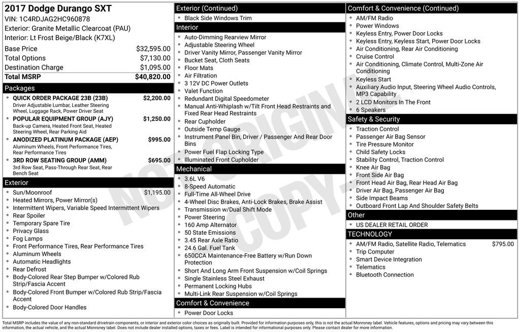 Used 2017 Dodge Durango SXT w/ Quick Order Package 23B AWD/4WD image 15