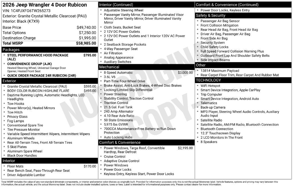 New 2026 Jeep Wrangler Unlimited Rubicon AWD/4WD image 5