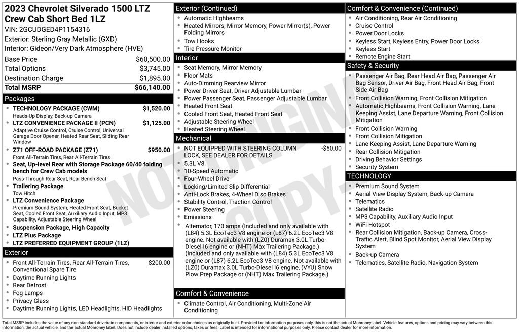 Used 2023 Chevrolet Silverado 1500 LTZ w/ Technology Package AWD/4WD image 6