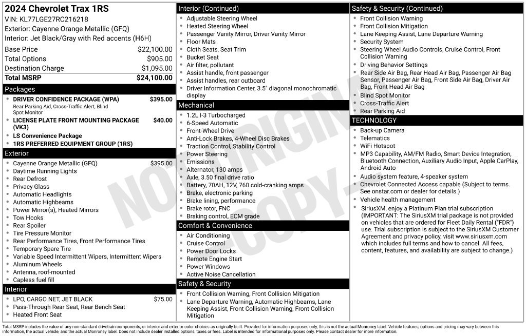 Used 2024 Chevrolet Trax RS w/ Driver Confidence Package FWD image 35