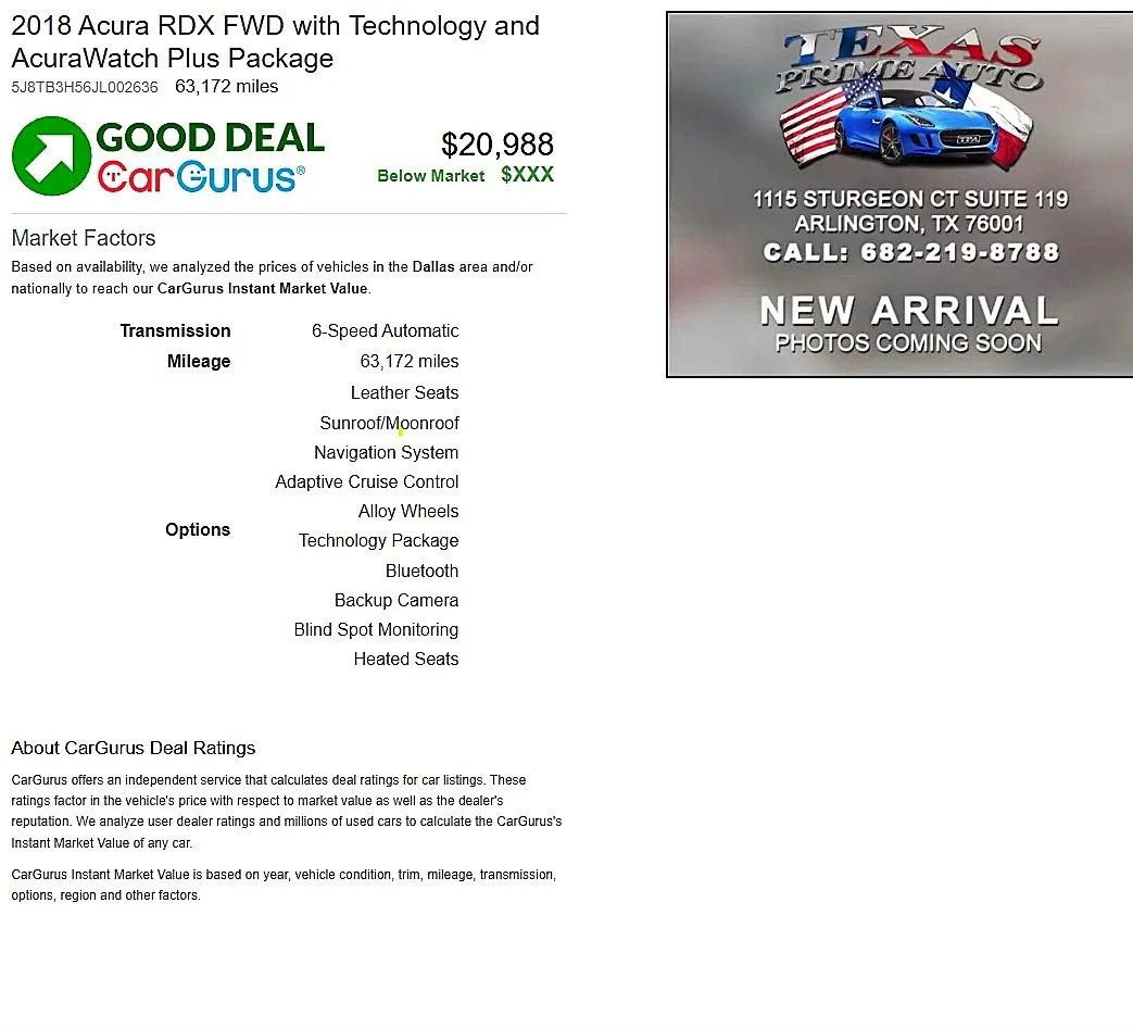 Used 2018 Acura RDX FWD w/ Technology Package image 3