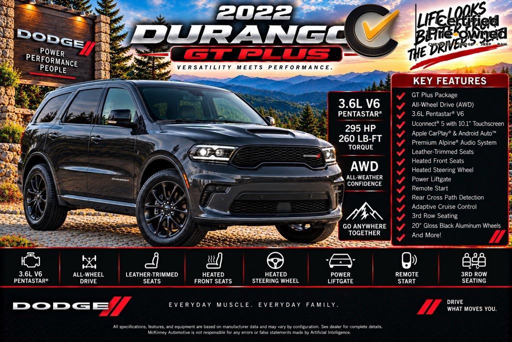 Certified 2022 Dodge Durango GT AWD/4WD image 2