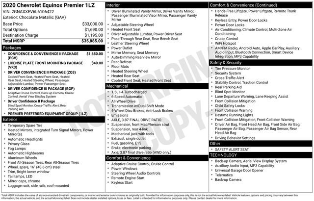 Used 2020 Chevrolet Equinox Premier AWD/4WD image 6