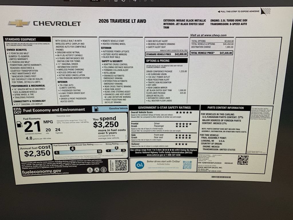New 2026 Chevrolet Traverse LT w/ Driver Confidence Package AWD/4WD image 70