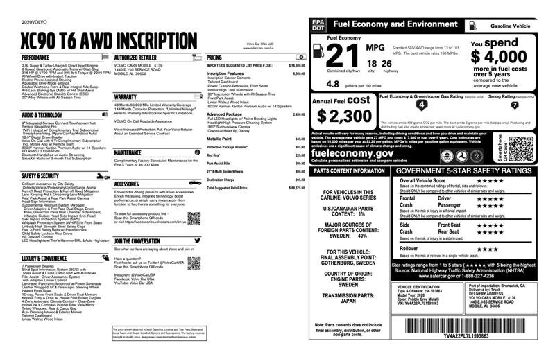 Used 2020 Volvo XC90 T6 Inscription w/ Protection Package Premier image 2