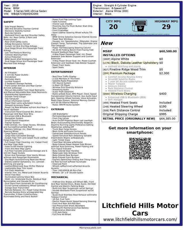 Used 2018 BMW 540i xDrive w/ Premium Package image 2