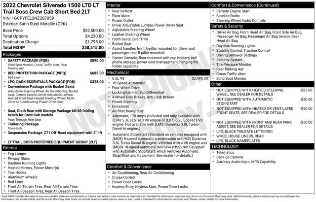 Used 2022 Chevrolet Silverado 1500 LT Trail Boss w/ Safety Package AWD/4WD image 27