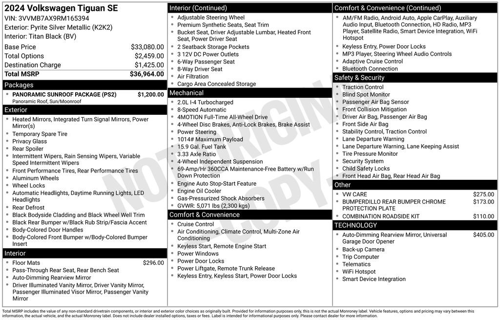 Used 2024 Volkswagen Tiguan SE w/ Panoramic Sunroof Package image 2