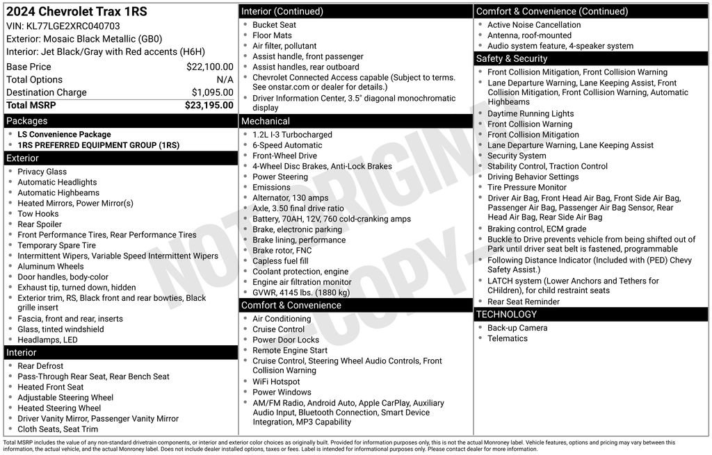 Used 2024 Chevrolet Trax RS FWD image 6