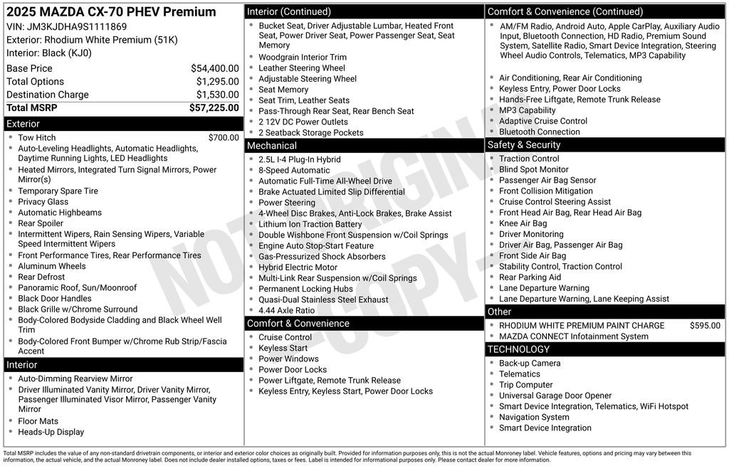 Certified 2025 MAZDA CX-70 Plug-In Hybrid w/ Premium Pkg AWD/4WD image 40