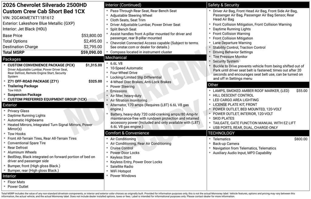 New 2026 Chevrolet Silverado 2500 Custom w/ Custom Convenience Package AWD/4WD image 26