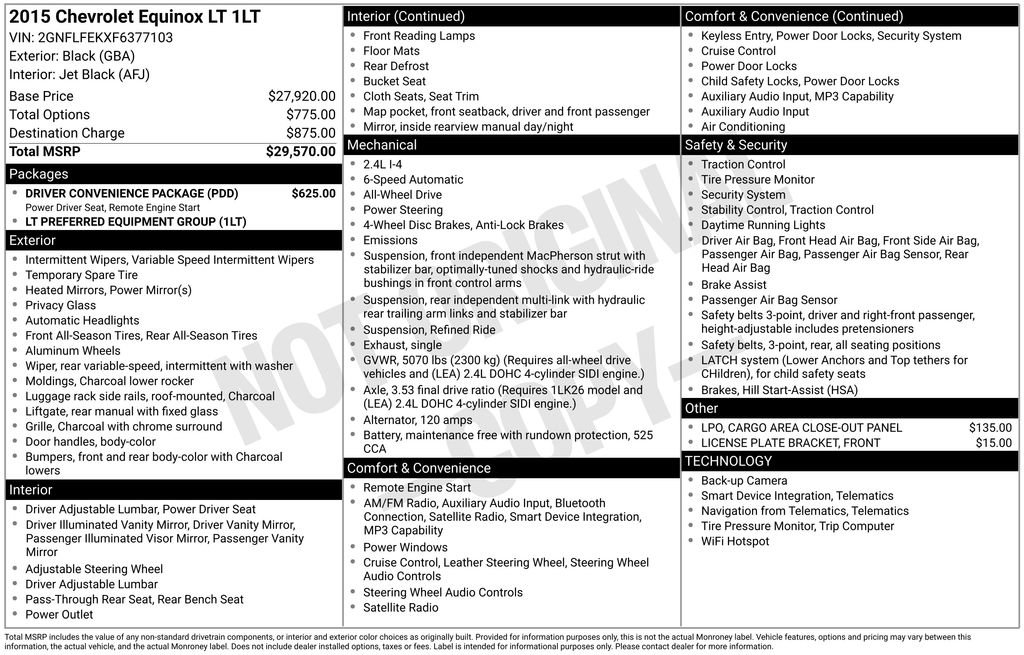Used 2015 Chevrolet Equinox LT w/ Driver Convenience Package AWD/4WD image 40