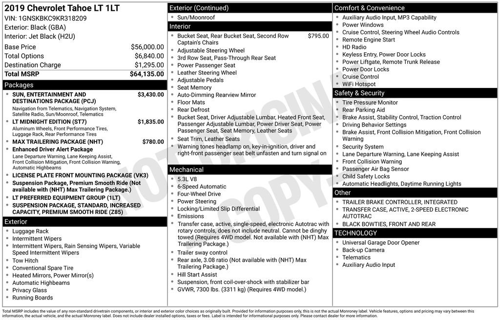 Used 2019 Chevrolet Tahoe LT AWD/4WD image 2