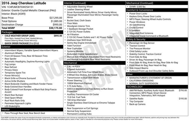 Used 2016 Jeep Cherokee Latitude w/ Cold Weather Group image 4