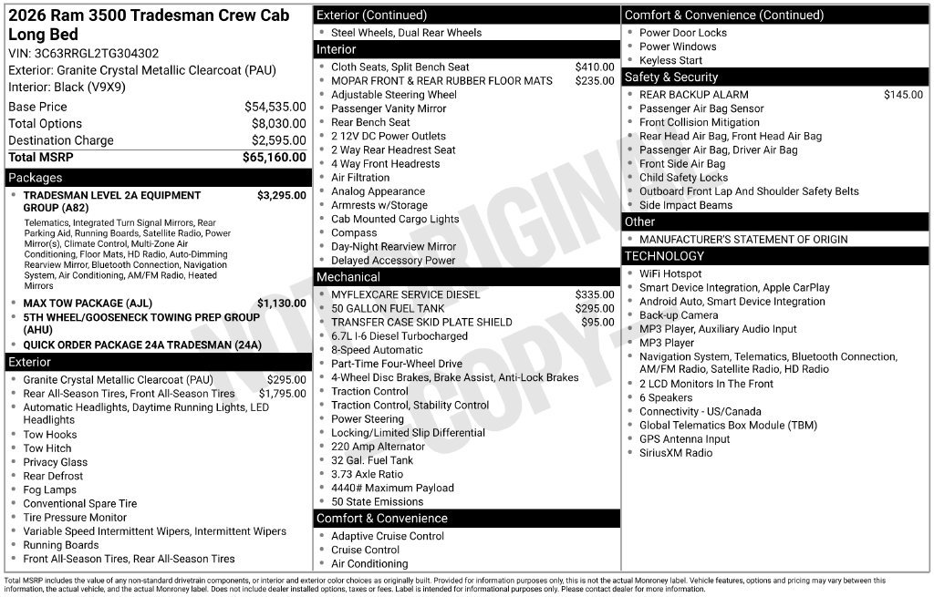 New 2026 RAM 3500 Tradesman AWD/4WD image 7