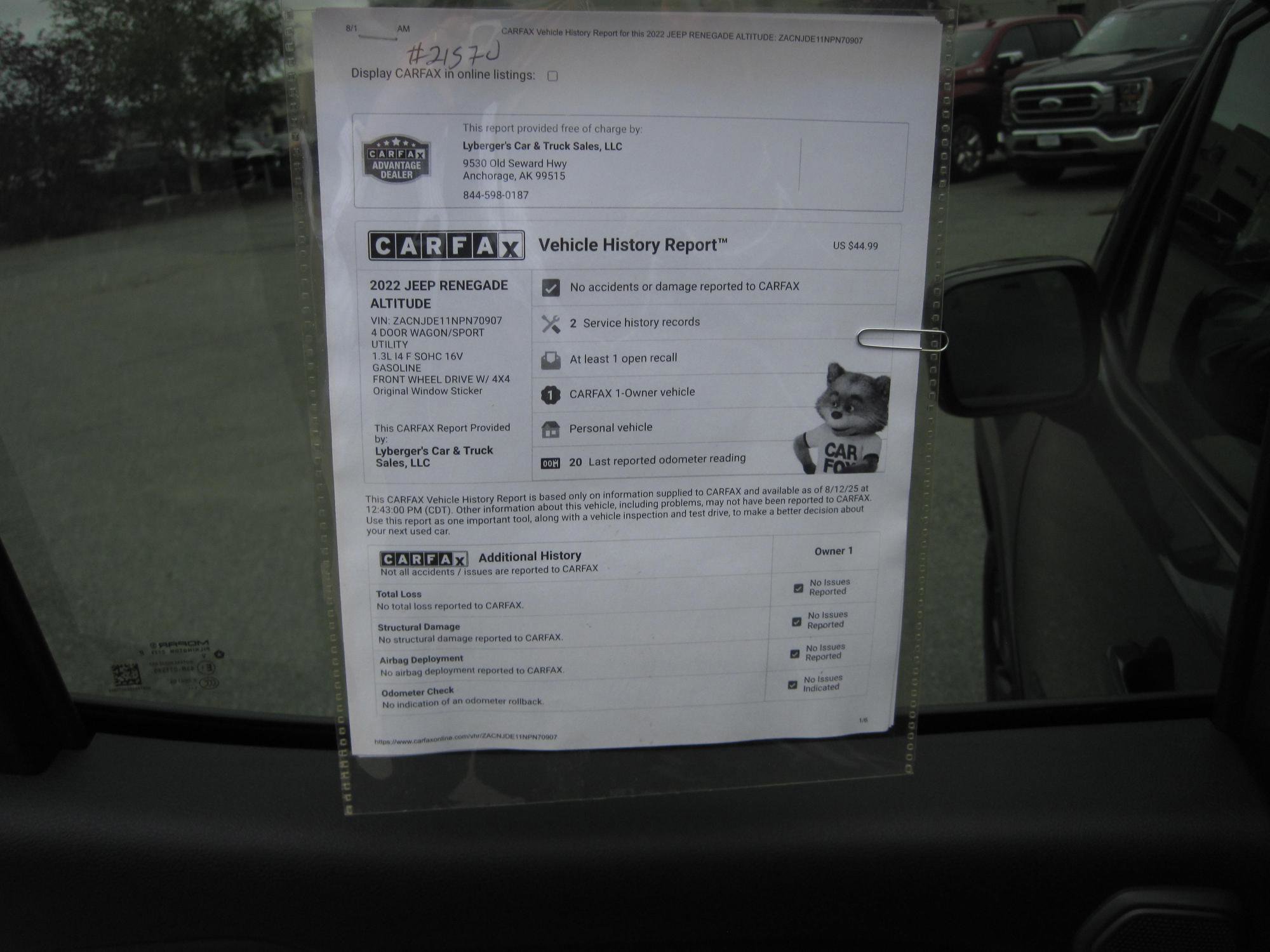 Used 2022 Jeep Renegade Altitude w/ Sun/Sound Group image 9