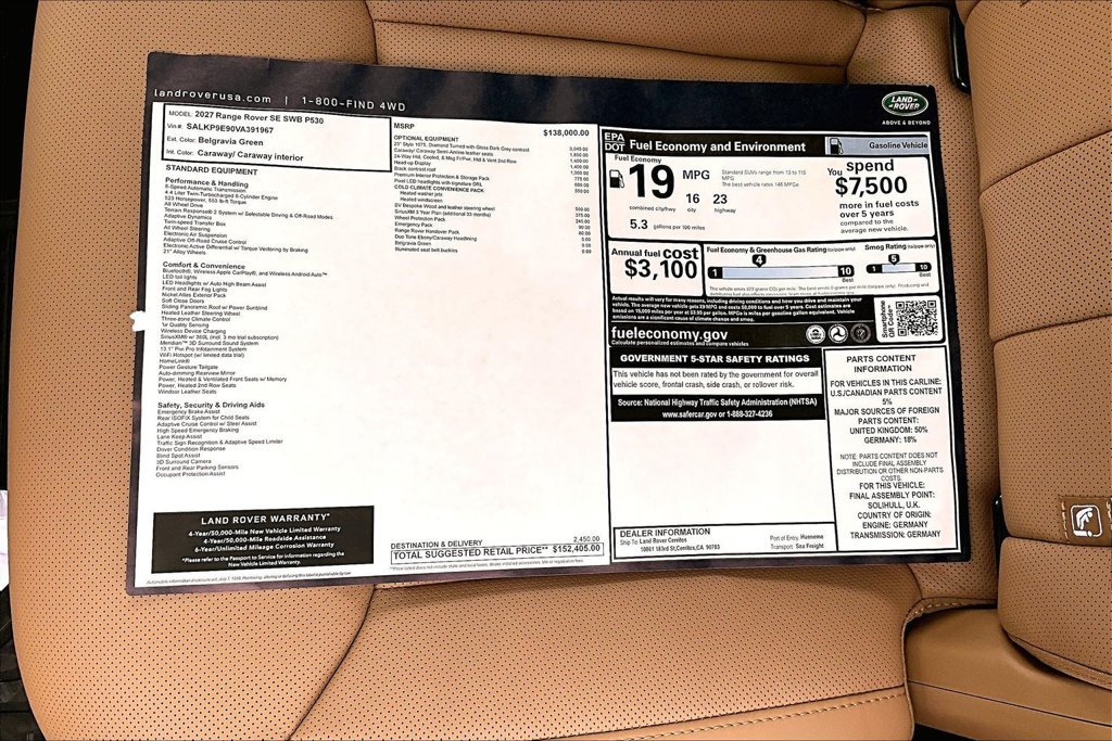 New 2027 Land Rover Range Rover SE AWD/4WD image 14