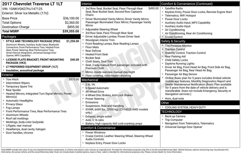 Used 2017 Chevrolet Traverse LT w/ Style and Technology Package image 3