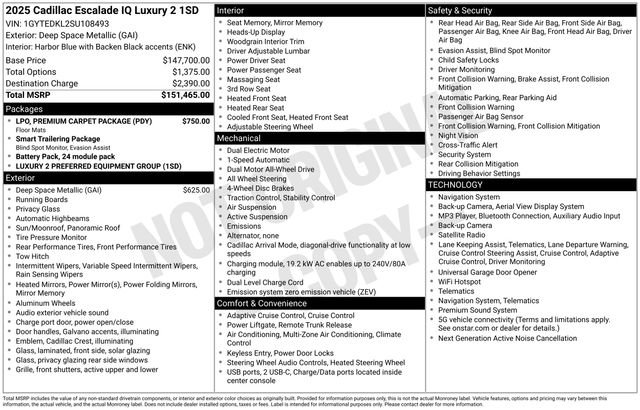 Certified 2025 Cadillac Escalade IQ Luxury 2 w/ LPO, Premium Carpet Package AWD/4WD image 4
