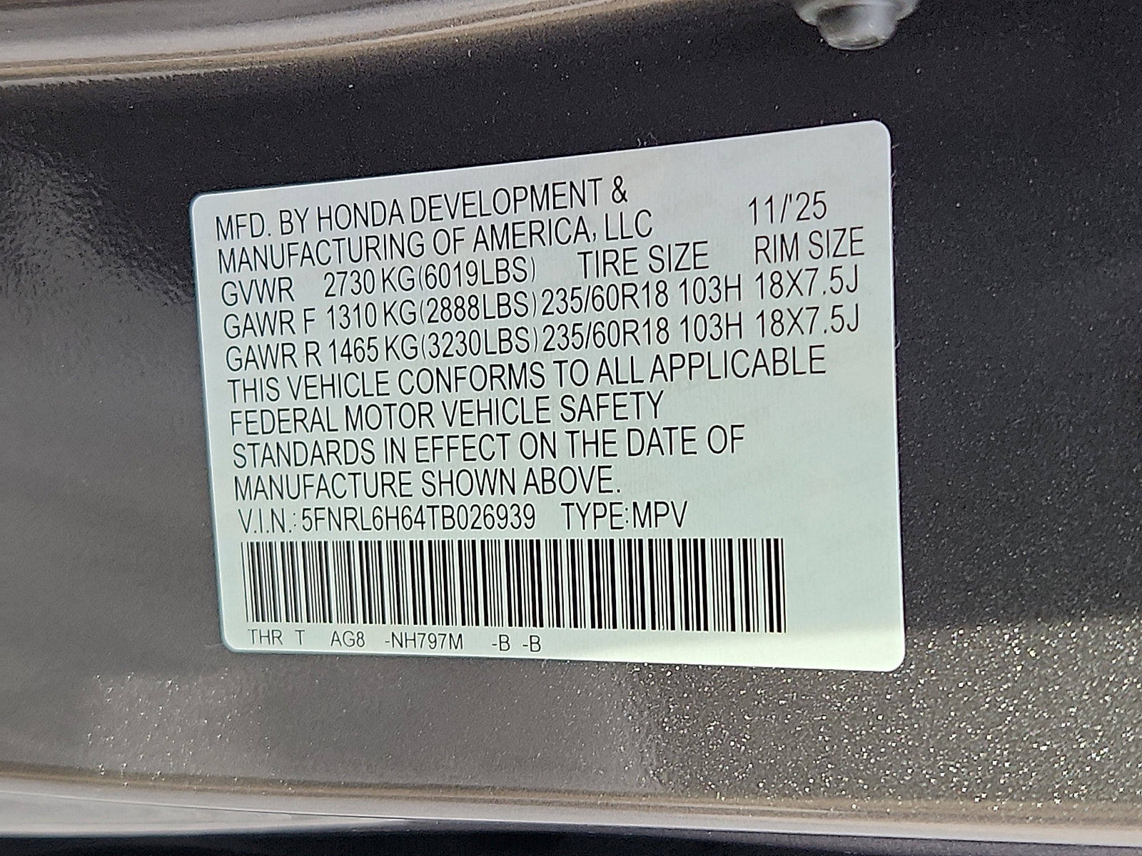 New 2026 Honda Odyssey EX-L image 17