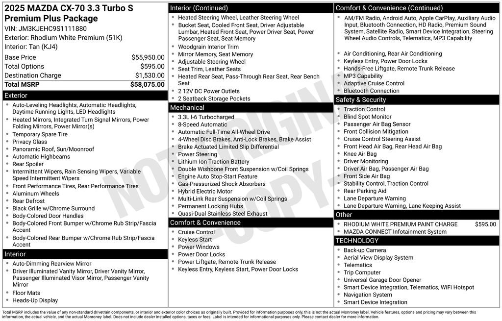 Certified 2025 MAZDA CX-70 3.3 Turbo S w/ Premium Plus AWD/4WD image 10