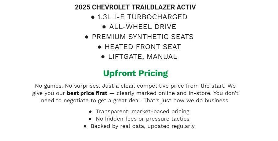 Used 2025 Chevrolet TrailBlazer ACTIV w/ Driver Confidence Package image 2