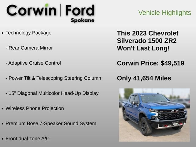 Used 2023 Chevrolet Silverado 1500 ZR2 w/ Technology Package AWD/4WD image 6